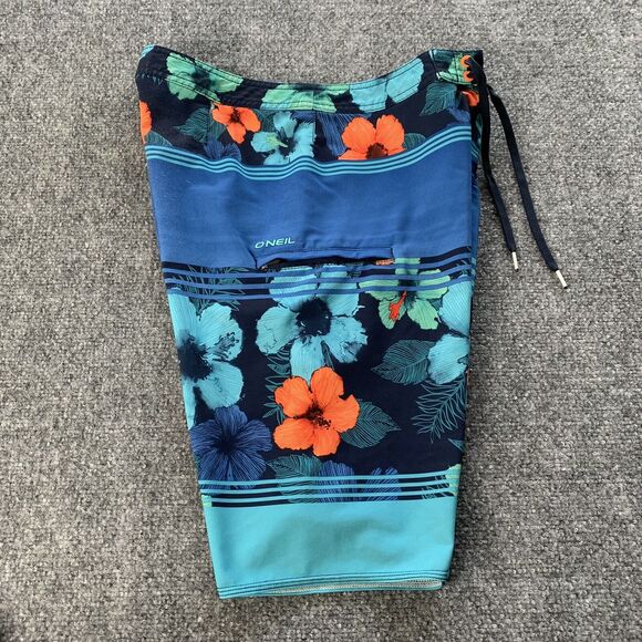 O’Neill Hyperfreak Mens Board Shorts Swim Trunks Surfing Blue Floral Size 29 - Picture 4 of 16